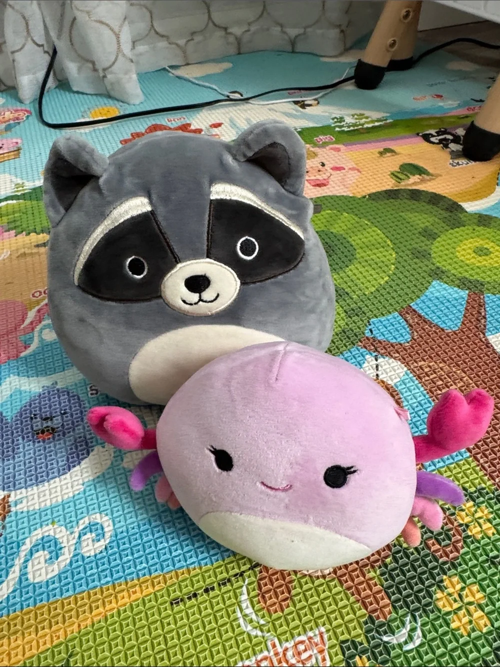 Gray Raccoon & Pink Crab Plush Set - Soft Small Pets Toy
